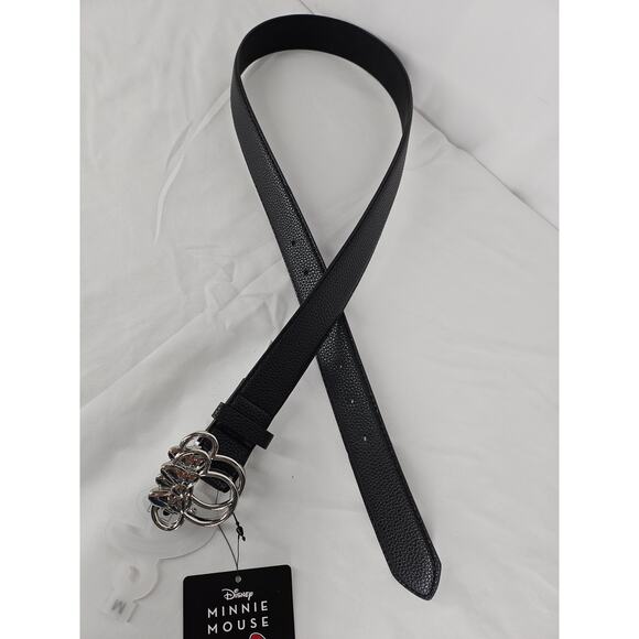 DISNEY 2024 MINNIE MOUSE BLACK WEB BELT – POLISHED METAL MINNIE EARS BUCKLE - Picture 8 of 8